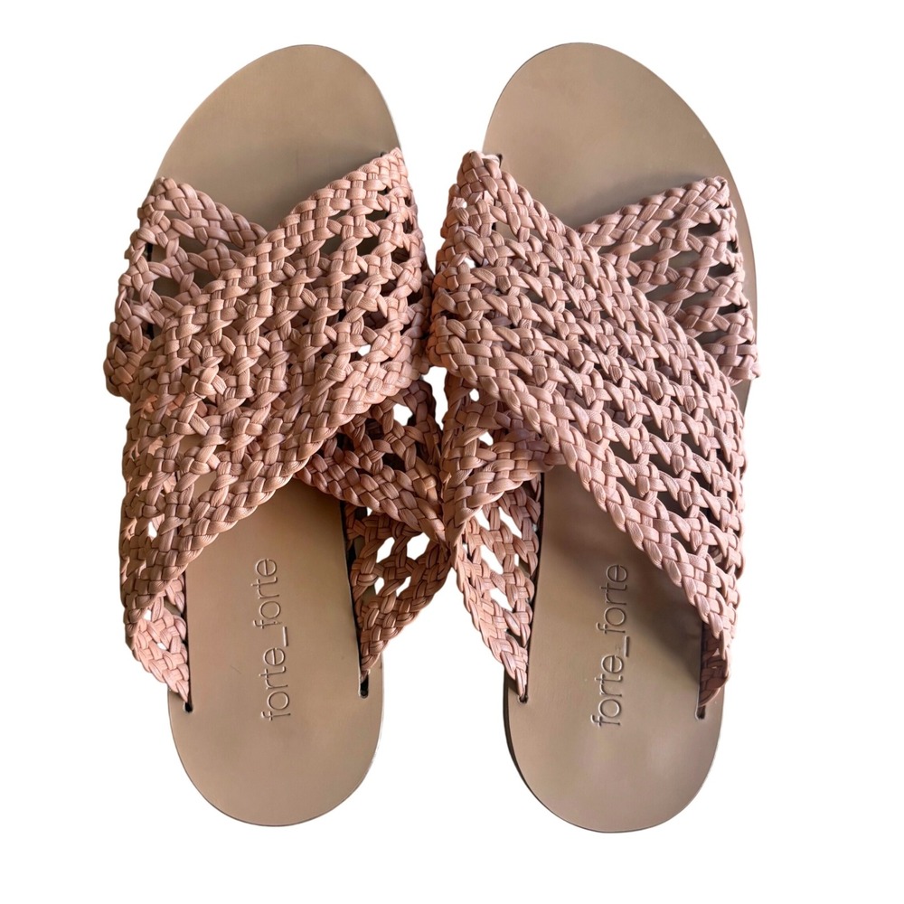 $495 FORTE_FORTE Woven Leather Braided‎ Slides Sandals Made in Italy SZ US9/EU39
